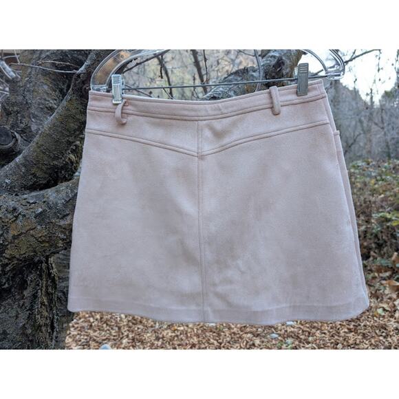 ZARA TRF Snap button up light Pink Faux Suede Mini Skirt Size Large - Picture 5 of 10